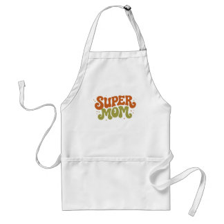 Avental SUPER MÃE Tipografia Divertida e Retro Groovy