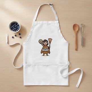 Avental Super Mum Apron – Funny Kitchen Apron for Mom