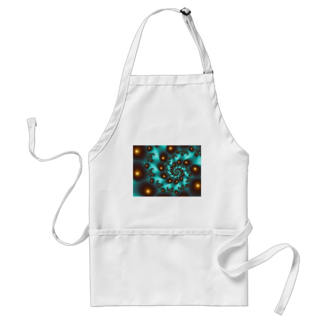 Avental Teal Trippy Abstrato de Fine Art Fractal (Frente)