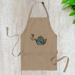 Avental Teapot Apron<br><div class="desc">Esta design é de um bule de chá bonito. Este bule tem um design de festa adorável do lado dele e o bule é também uma adorável cor azul clara. A chaleira acabou de ser enchida e o vapor está saindo pela saliência. Este design de bule parece excelente neste avental....</div>