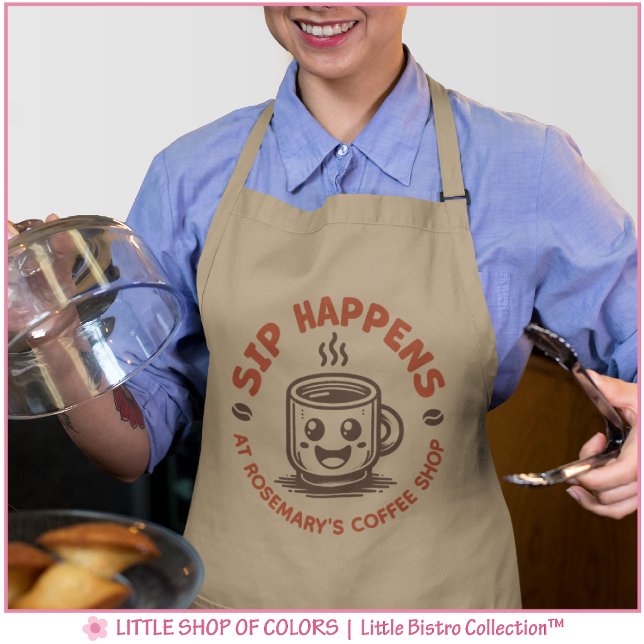Avental Tema Café Cute Sip Happens (Criador carregado)