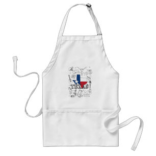 Avental Texas Illustrando Doodles do Texas Pattern