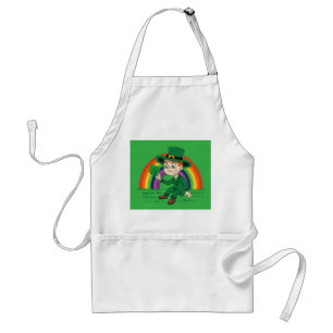 Avental Toon leprechaun bonito com shamrock e arco-íris