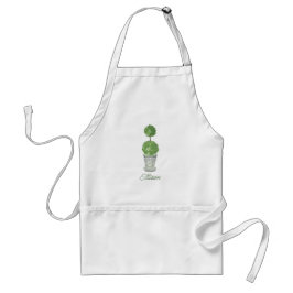 Avental Topiário Monograma Verde de Cor Água