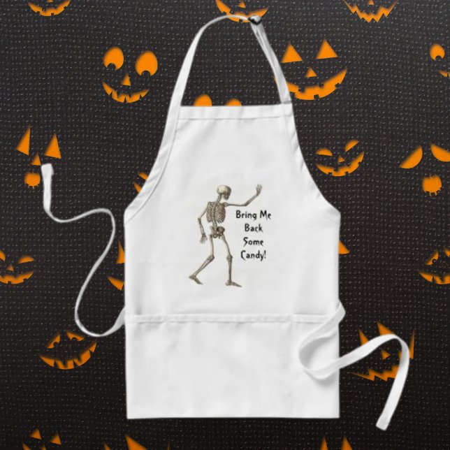 Avental Traga-Me Algum Esqueleto De Candy Apron (Bring Me Some Candy Skeleton Halloween Apron)