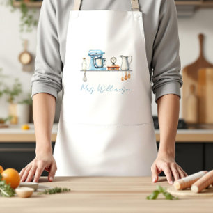 Avental Utensílios de Cozinha Azuis e Cinzas Personalizado