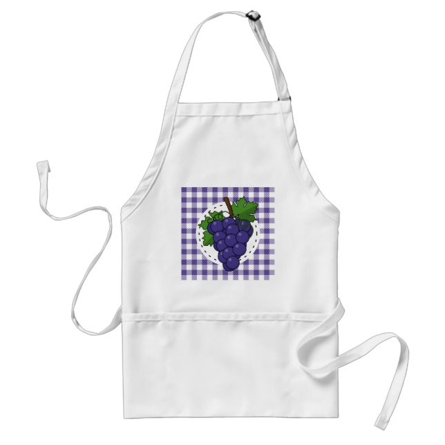 Avental Uvas em Xadrez Violeta Branco (Frente)