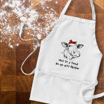 Avental Vaca em Red Bandana Funny<br><div class="desc">Vaca vestindo uma bandana vermelha que diz "Não está em um rebanho para ir mais rápido". Especialmente quando churrasco devagar.</div>