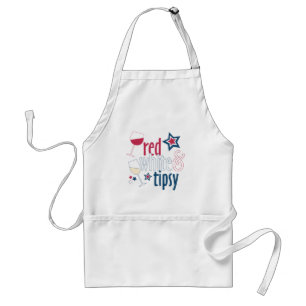 Avental Vermelho Branco e Tipsy 4 de julho