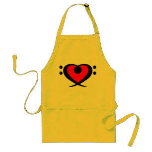 Avental vermelho do coração do Clef baixo