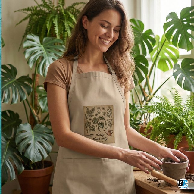 Avental Vintage Botanical Crazy Plant Lady Rustic Gardenin (Criador carregado)