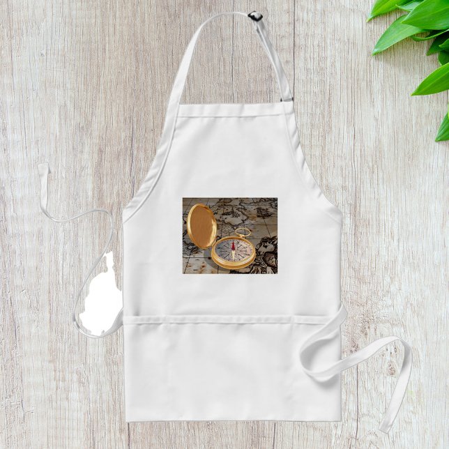 Avental Vintage Dourado Compass on Antique Pirate Map (Criador carregado)