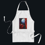 Avental Vintage Science Fiction, Canyon Space Moon Rover<br><div class="desc">Ilustração vintage: planetas futuristas de ficção científica e imagem espacial. Uma vista de um cânion profundo olhando para cima em direção a um veículo de exploração espacial com uma lua grande e estrelas no céu noturno. Um clássico design de quadrinhos retrô de ficção científica.</div>