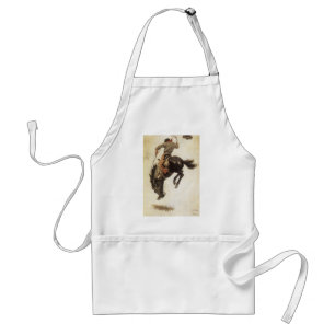 Avental Vintage Western, Cowboy num Cavalo Bucker Bronco
