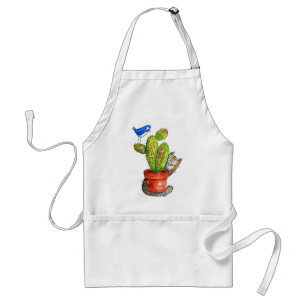 Avental Whimsical Sneaky Cat com Cactus