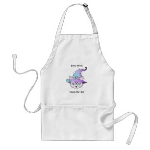 Avental Whimsical Witch Cat
