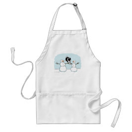 Avental Winter Holiday Border Collie Brincando com Neves