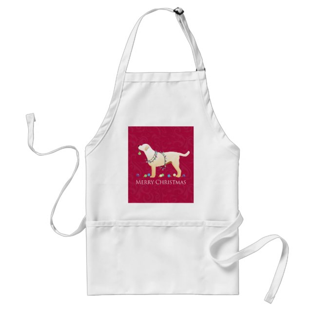 Avental Yellow Labrador Retriever Feliz Design de Natal (Frente)