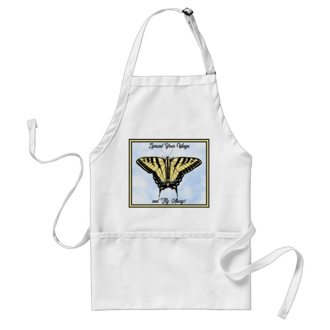 Avental Yellow Swallowtail Butterfly Blue Sky Personalized (Frente)