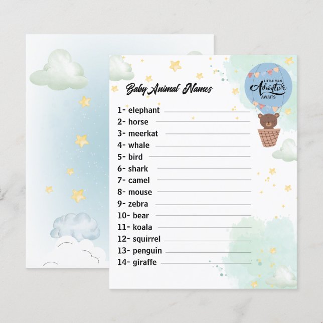 aventura aguarda diversão do Bear chá bebê jogo (Frente/Verso)