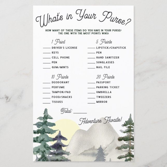 Aventura Aguarda! O que há na sua bolsa? Jogo (Frente)