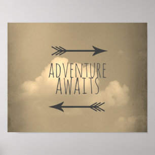 aventura aguarda poster sepia tonto céu e nuvem