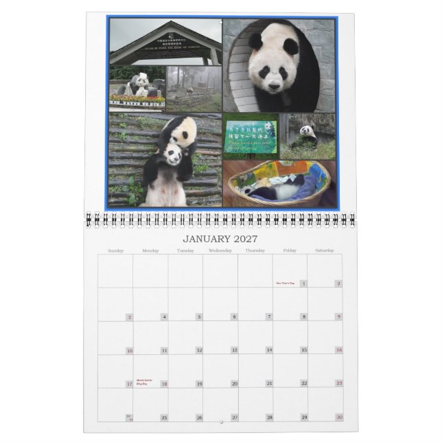 Aventura da panda de China - calendário 2012 (Jan 2027)