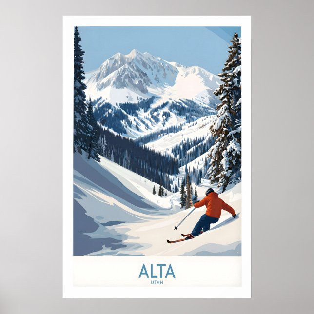 Aventura de Esqui Alta Utah Impressão - Wasatch (Frente)