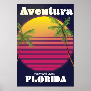 Aventura Florida poster de viagens dos anos 80 nos
