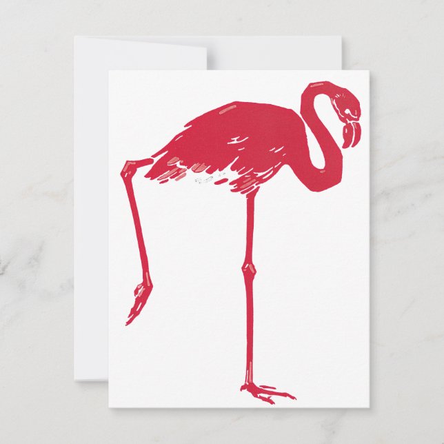 Aves Antigas, um Flamingo Rosa com uma Perna Levan (Frente)
