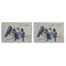 Aves Cinzas Azuis de Cores Aquáticas numa Vintage