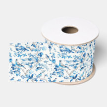 Aves de aves de Chinoiserie Azul e Branca