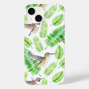 Aves de capoeira e folhas tropicais