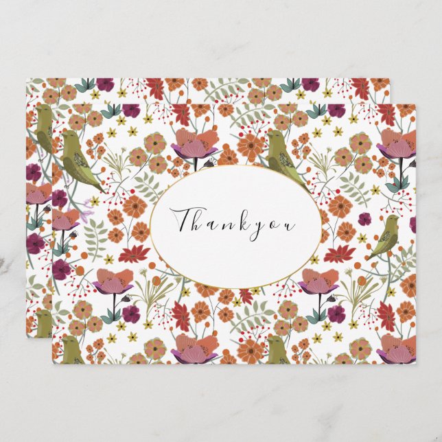 Aves de cartões de agradecimentos de casamentos, f (Frente/Verso)