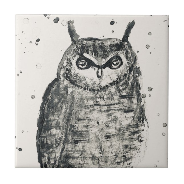 Aves de coruja vegetação arborizada azulejo de aqu (Frente)