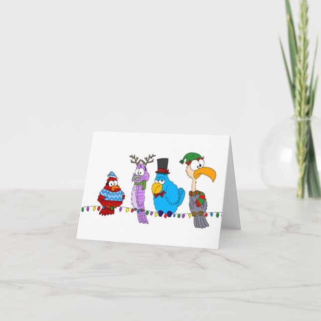 Aves de férias num cartão de cabo (Frente)