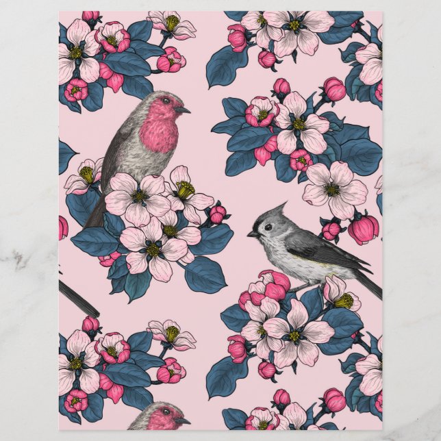 Aves e Blossomas a rosa (Frente)