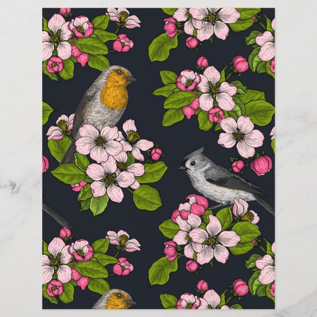 Aves e Blossomas em preto (Frente)
