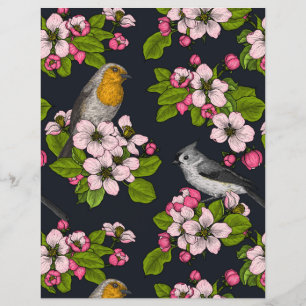 Aves e Blossomas em preto