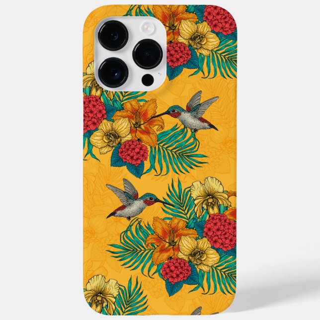 Aves e buquês tropicais em amarelo (Verso)