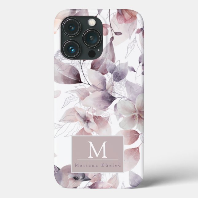 Aves Florais, chá de fraldas natural roxo e branco (Verso)