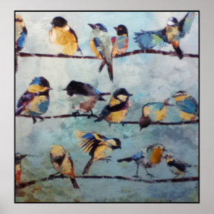 Aves na Impressão de pintura por fio