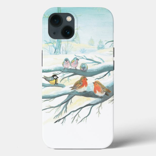 Aves no inverno da neve branca (Verso)