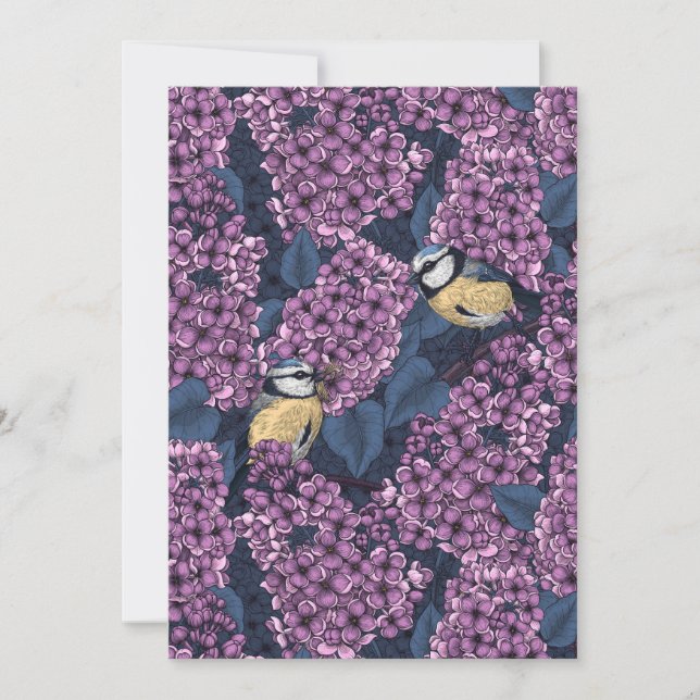 Aves no jardim lilás violeta (Frente)