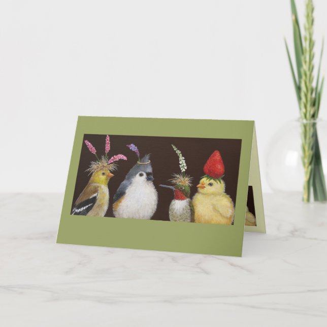 aves num cartão de festa (Frente)