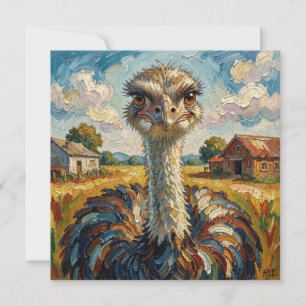 Avestruz com Impasto numa Fazenda Em Branco