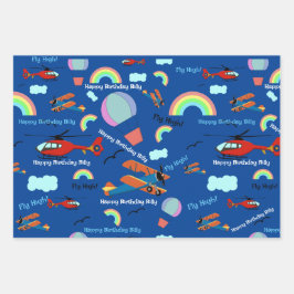 Avião Balão de Ar Quente Adicionar Nome de Menino 