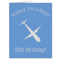 Avião com Cartão de Aniversário Personalizado Azul