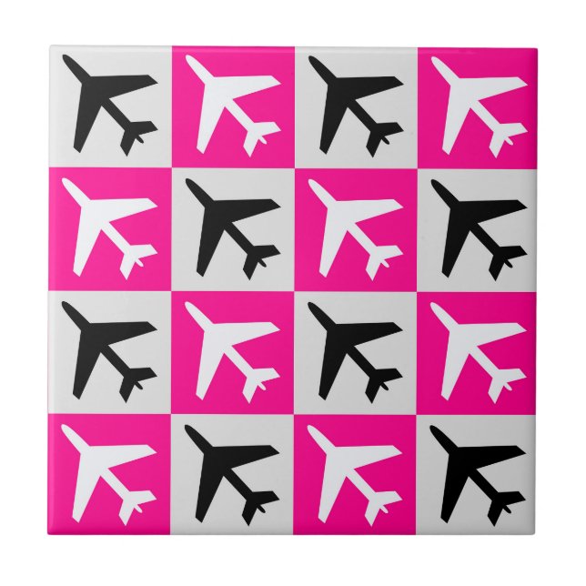 Avião com Jatos Geométricos Rosa (Frente)