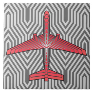 Avião do art deco, cinzas alaranjadas e de prata